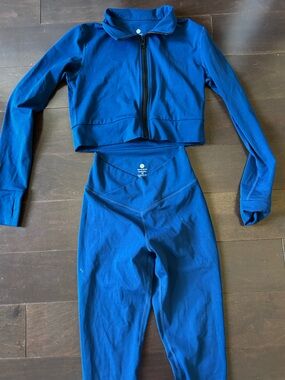 Til You Collapse Royal Blue High-Waist Leggings & Cropped Zip Jacket Set